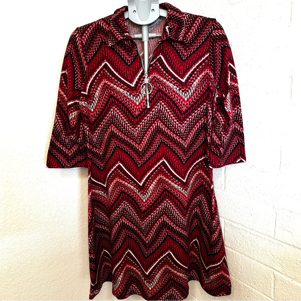 Retro Zigzag Knit Stretchy Casual Chic Dress
